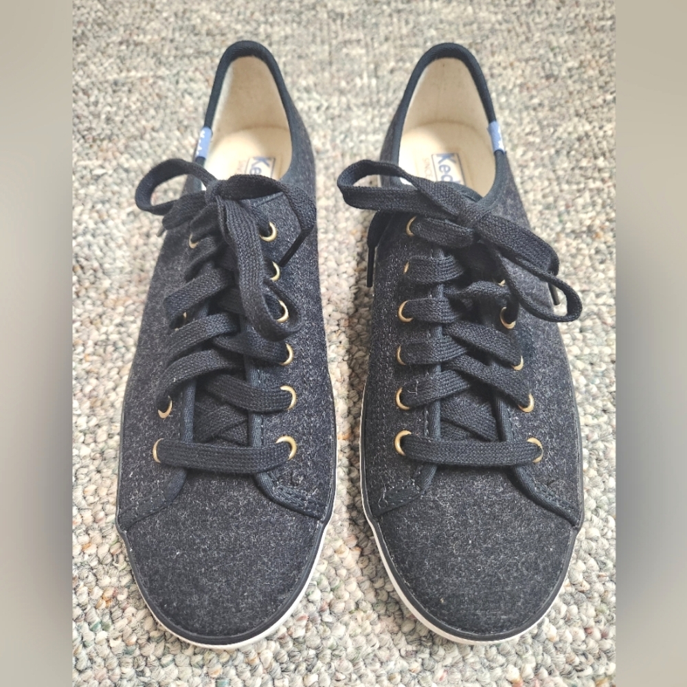 Keds Black Kickstart Wool/Faux Shearling Sneakers 8